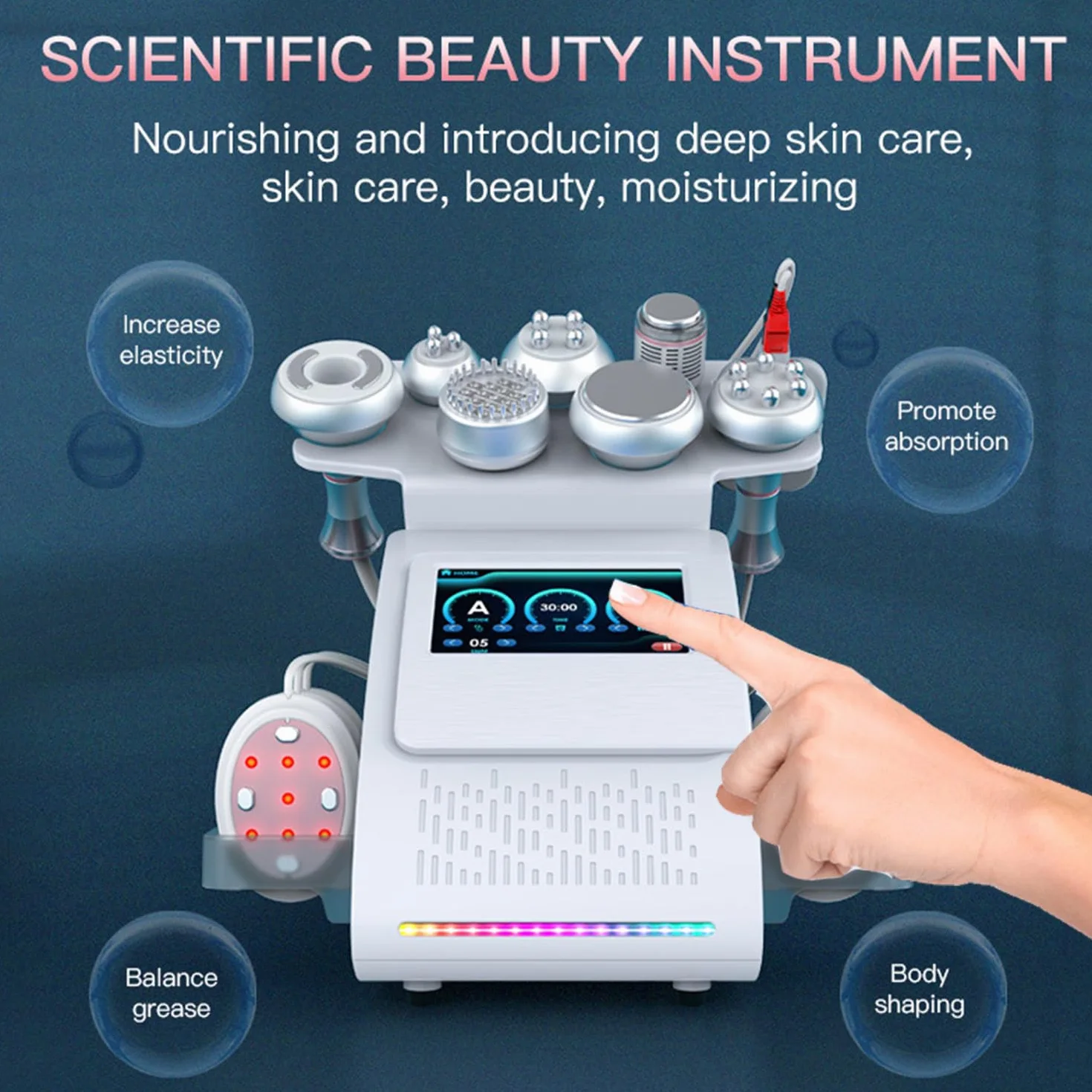 Masseur Amincissant 80K Lipocavitation RF 9 en 1, Appareil Anti Cellulite Raffermissant Peau Visage Corps Élimination Graisses