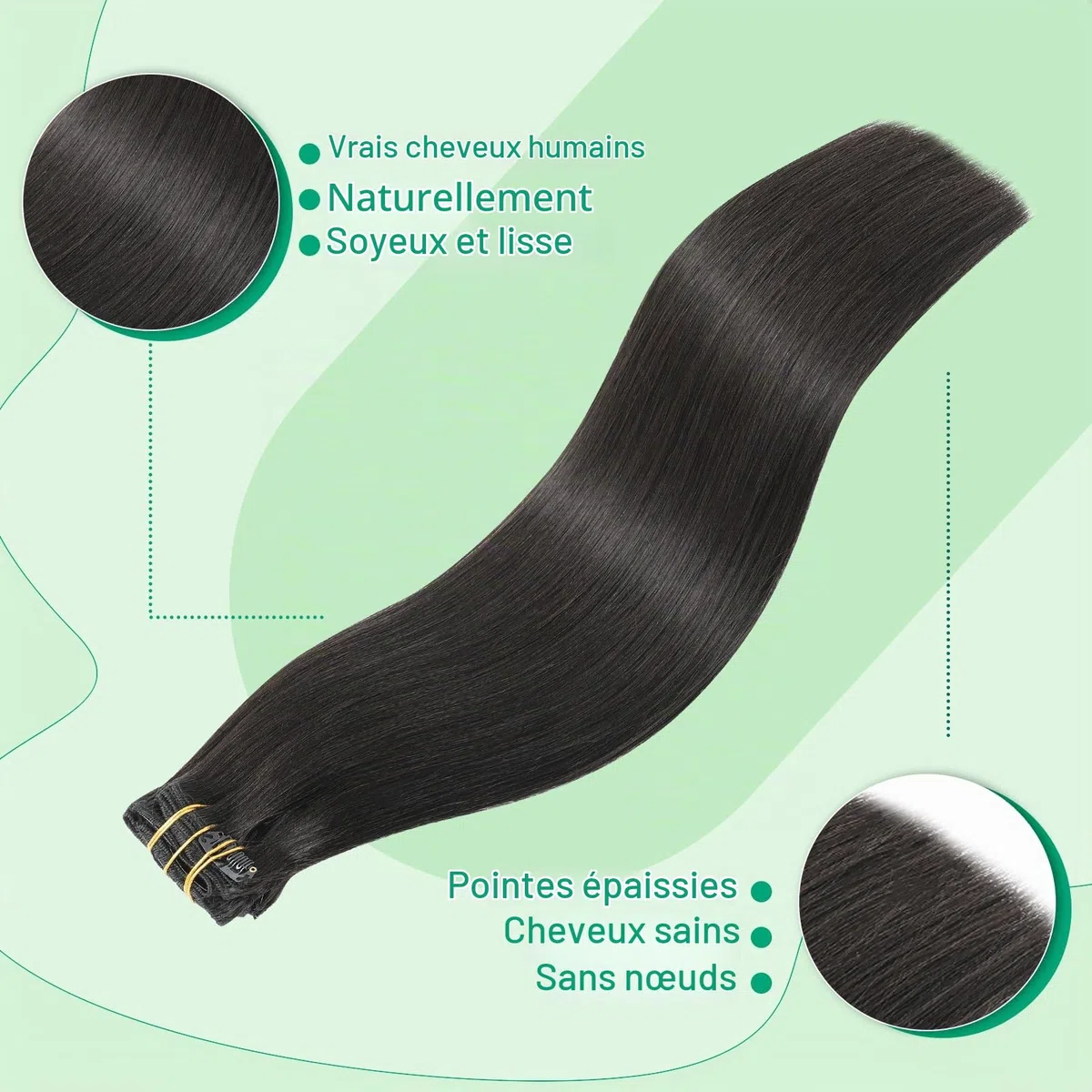 SURNEL Extensions de cheveux à clips Natural Noir 7pcs 160g (7C#1B-22")