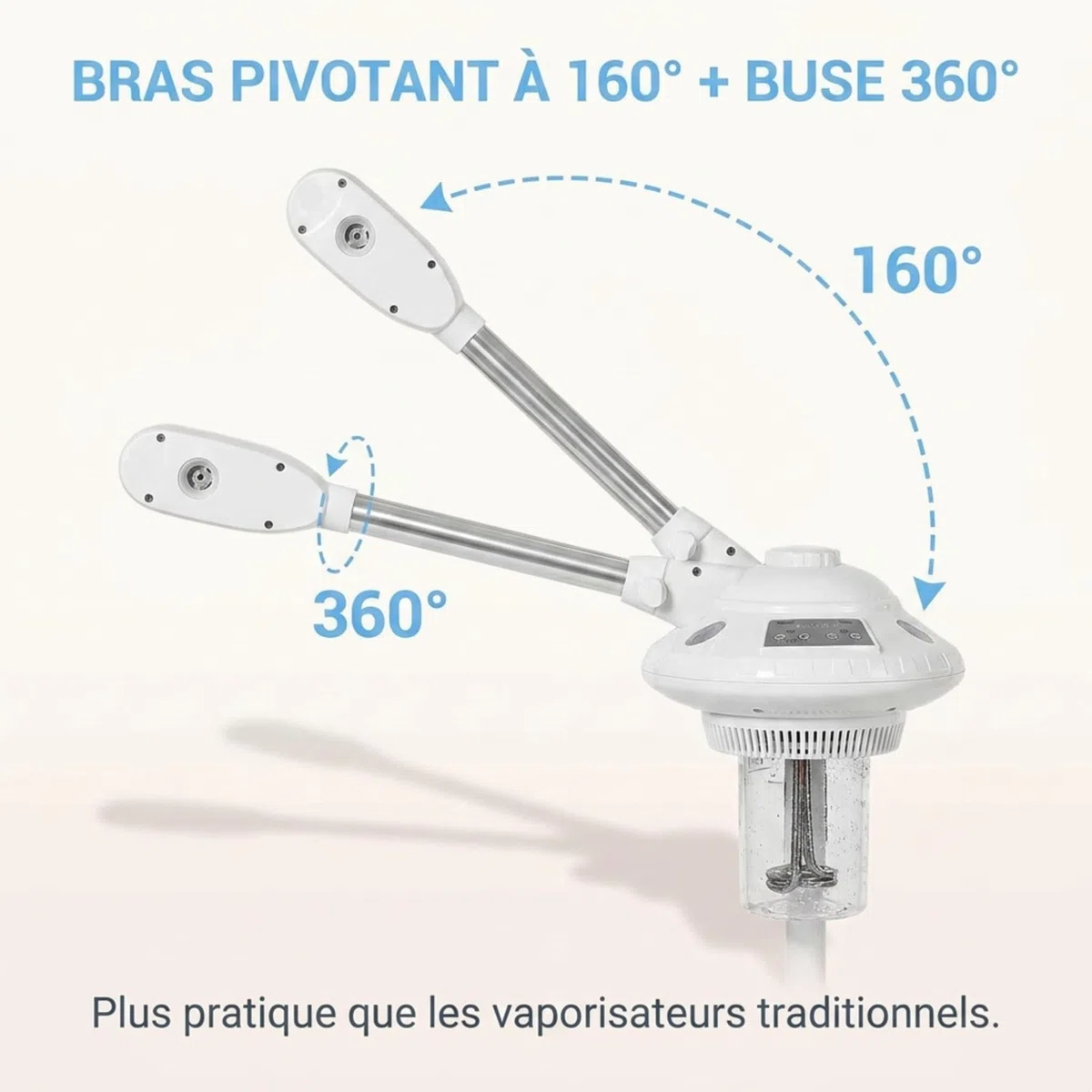 GOTOTOP Vaporisateur Visage Chaud Professionnel, Brume Chaude pour Hydratation et Nettoyage Profond du Visage en Salon, SPA et Maison, Hauteur Réglable 127-150cm