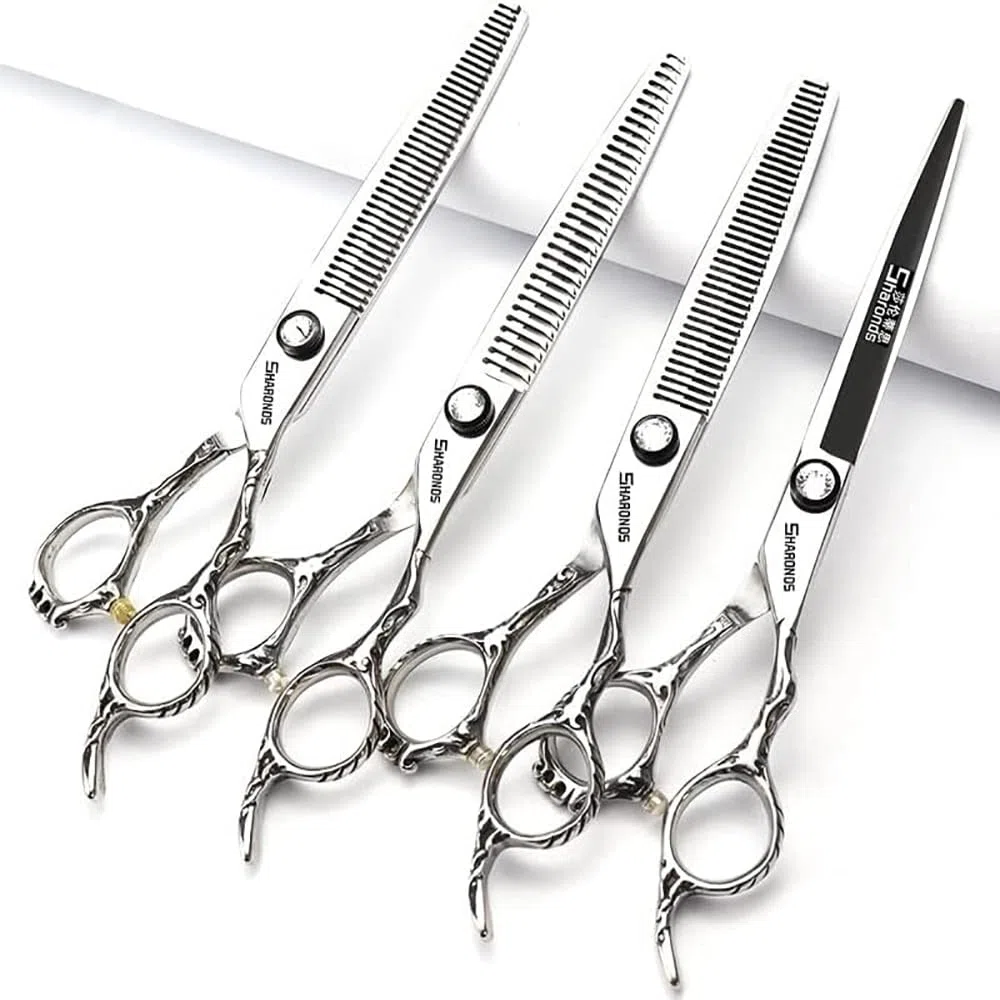 7 pouces coupe de cheveux 440c haute dureté fine Pattern salon de coiffure professionnel coupe de cheveux et cheveux clairsemés outils de coupe de cheveux