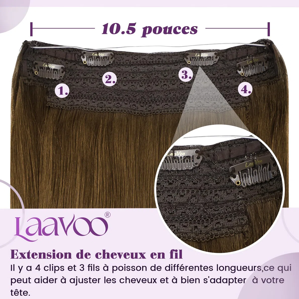 LaaVoo 100g Extension Cheveux Naturel Fil Invisible Blond Dorée Balayage Marron Invisible 50cm Extension Vrai Cheveux Humain Fil Ombre Brun Clair a Blonde Dorée Remy #8/16/8
