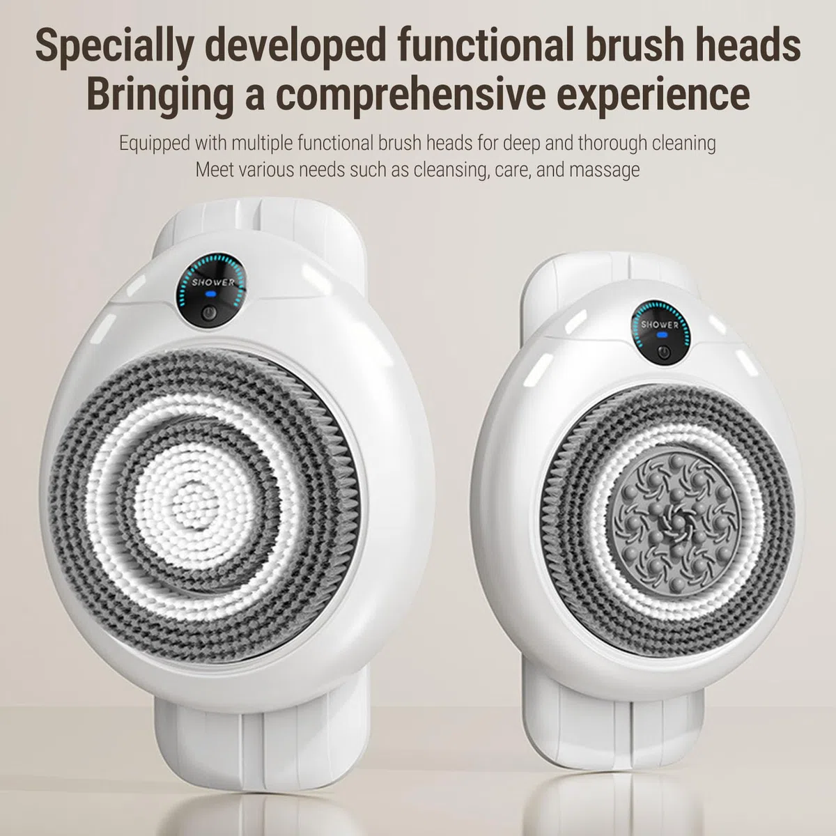 Luocute Épurateur de Dos électrique, Brosse de Douche Automatique Murale Mains Libres avec Poils Doux pour un Nettoyage en Profondeur et un Massage Relaxant, Réglage à 3 Vitesses,