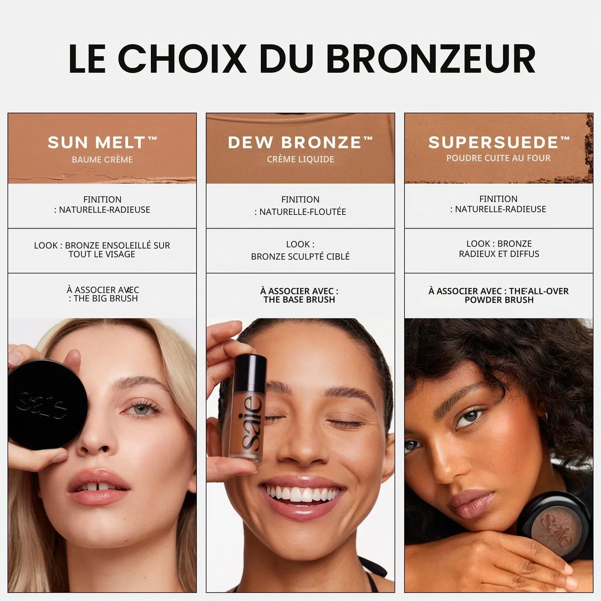 Saie Sun Melt Bronzer Modulated Face Shaping Cream Velvet Finish