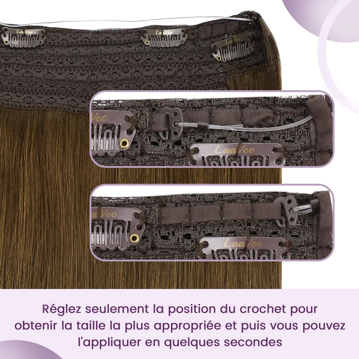 LaaVoo 100g Extension Cheveux Naturel Fil Invisible Blond Dorée Balayage Marron Invisible 50cm Extension Vrai Cheveux Humain Fil Ombre Brun Clair a Blonde Dorée Remy #8/16/8