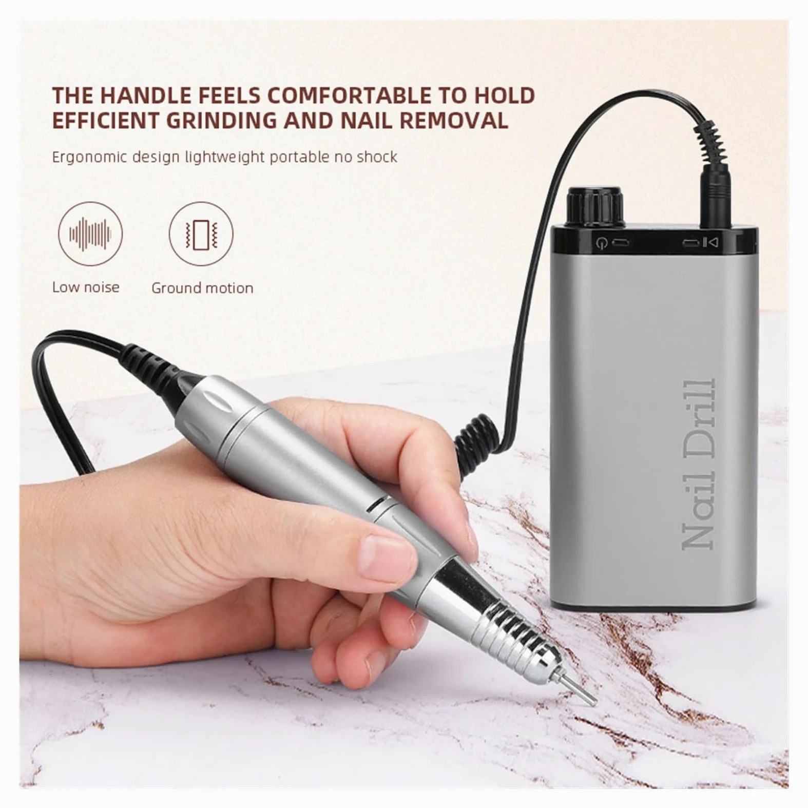 Machine de meulage d'ongles électrique pour manucure, ensemble de fraisage pour le polissage du gel, stylo de perceuse à ongles, équipement de salon pour bricolage maison ou salon Mani-Pedi, or rose A
