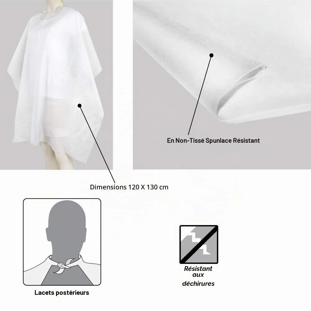 300 Capes de Protection Coiffure, professionnel, à usage unique, en Tissu non tissé, cm 110x130, Fabriqué en Italie
