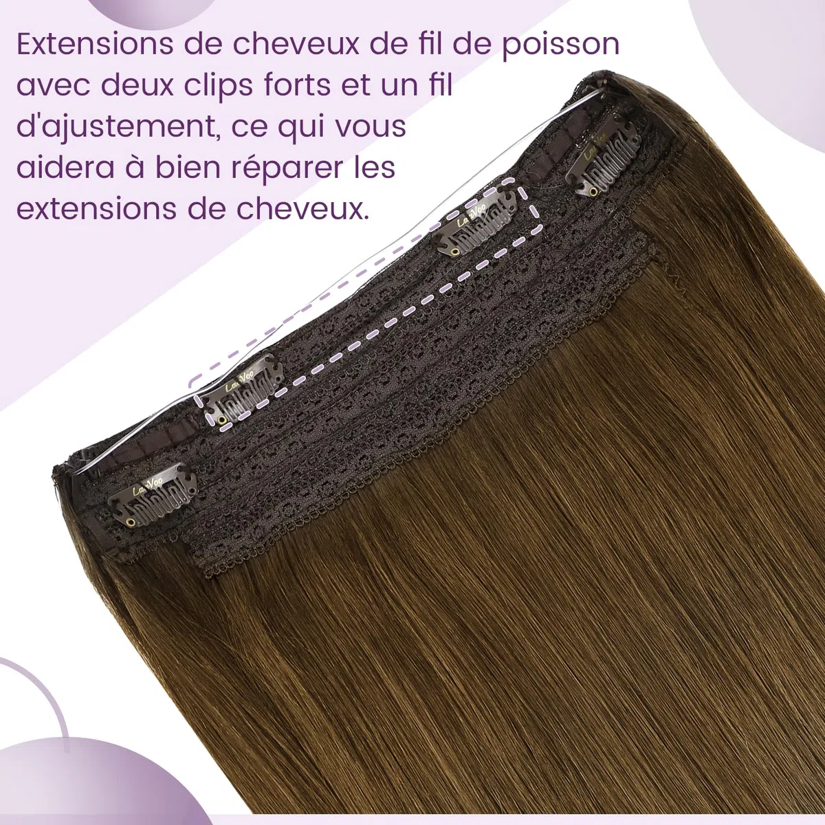 LaaVoo 100g Extension Cheveux Naturel Fil Invisible Blond Dorée Balayage Marron Invisible 50cm Extension Vrai Cheveux Humain Fil Ombre Brun Clair a Blonde Dorée Remy #8/16/8