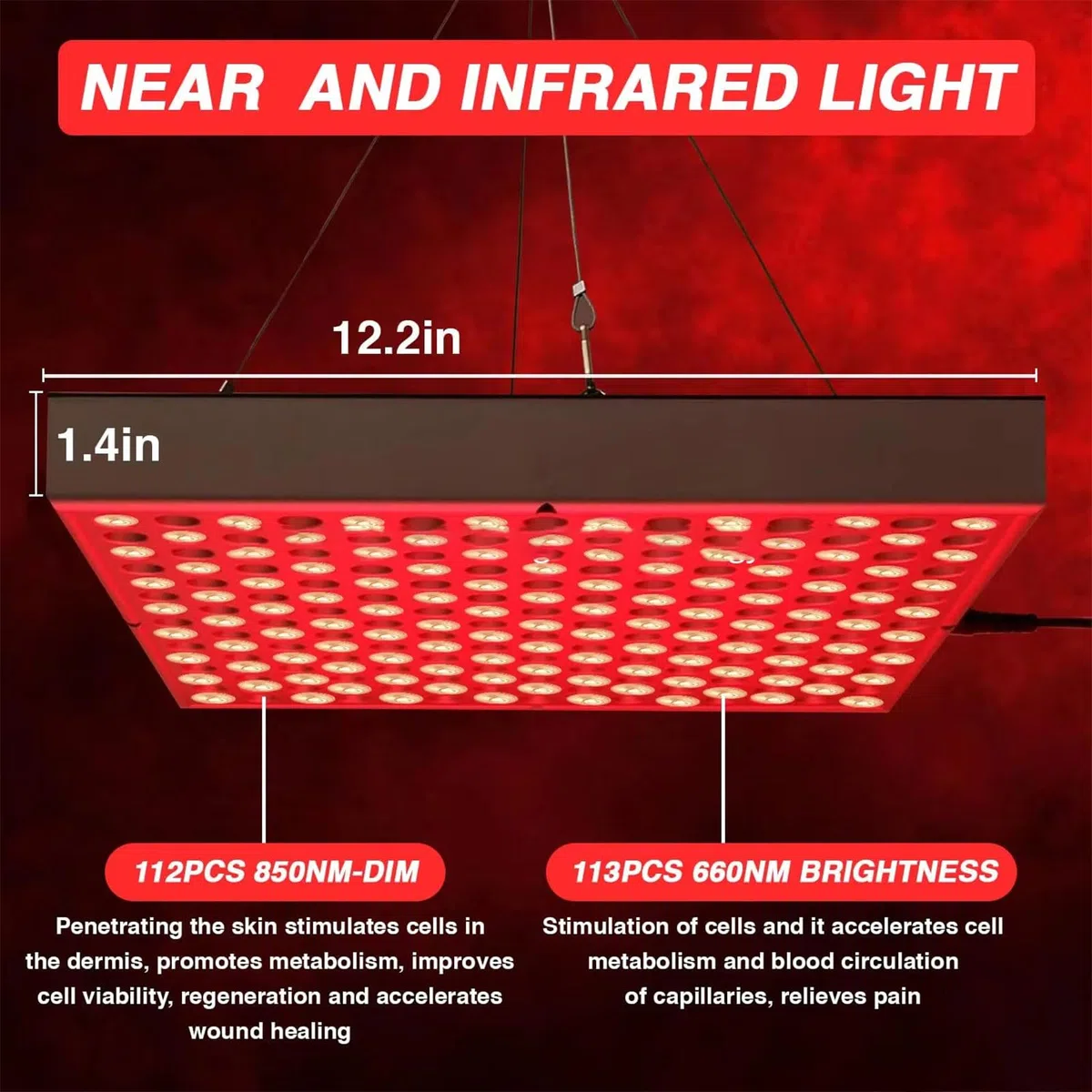 Lampe de Bronzage 45 W pour Le Corps et Le Visage, 113 Lampes solaires LED 660 nm + 112 Lampes solaires LED 850 nm avec Support réglable en Hauteur, Dispositif d'autobronzage Domestique Blue