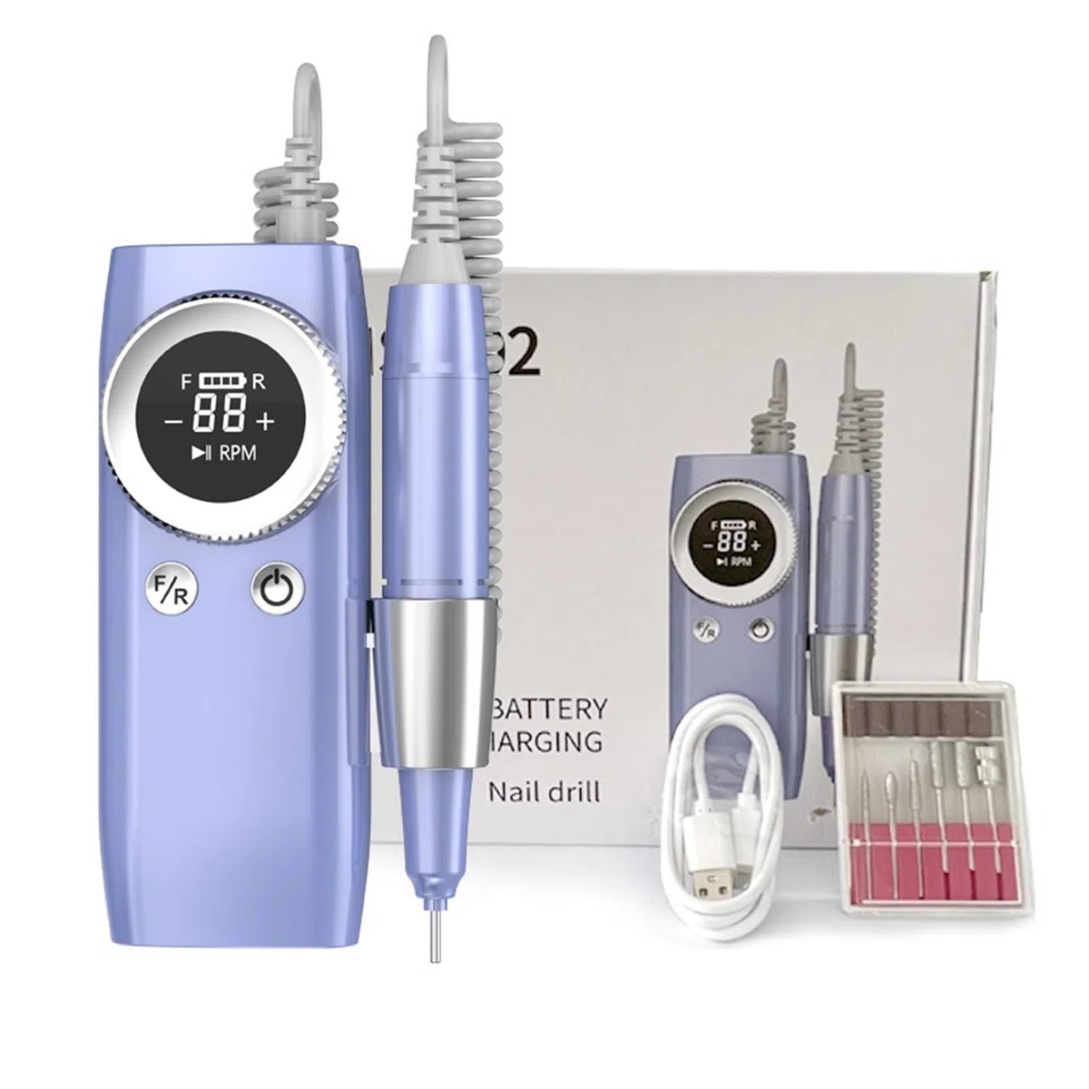 Perceuse à ongles électrique 45 000 tr/min, ponceuse à ongles électrique sans fil rechargeable pour gel acrylique, perceuse de manucure pour salon de manucure, outils professionnels pour ongles