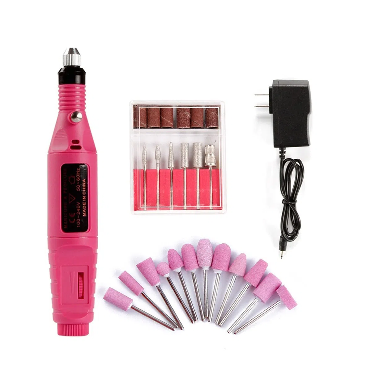 Perceuse à Ongles Appareil Électrique pour Manucure 12PCS Fraisage Forets Set Gel Cuticule Rmover Kit Pédicure Machine Meulage Cutters Nail Art Portable Manucure Pédicure Perceuse