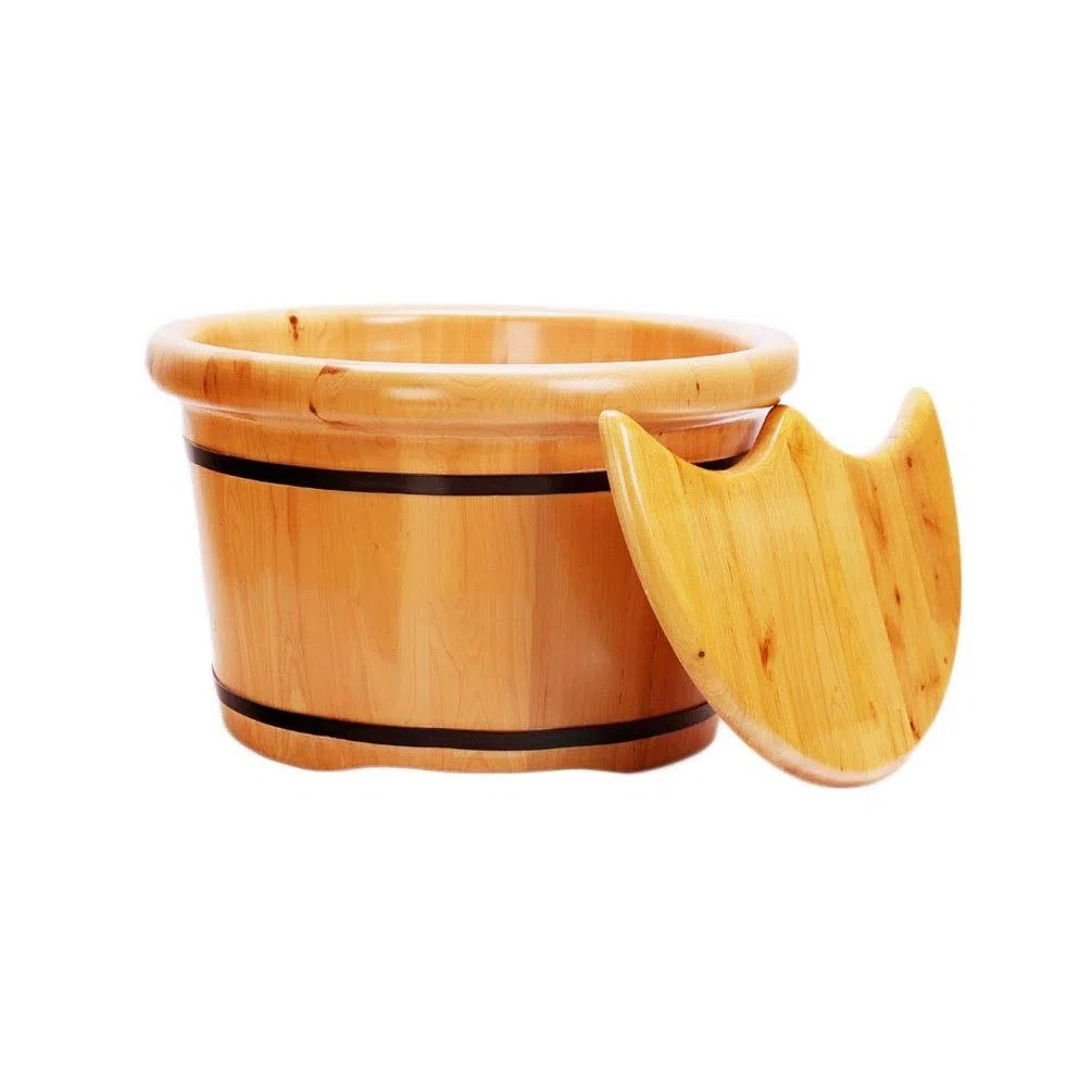 Baignoire spa en bois pour les pieds, baignoire spa pour tremper les pieds, seau en bois pour pédicure, seau de trempage des pieds avec couvercle, bassin pour les pieds pour anniversaire d'adultes