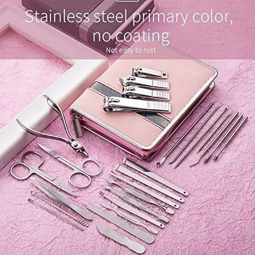 Ensemble de manucure pédicure kit de soin des pieds professionnel 26 pièces ensemble de manucure en acier inoxydable coupe-ongles pince à cuticules outil de soin de pédicure peau morte ciseaux netto