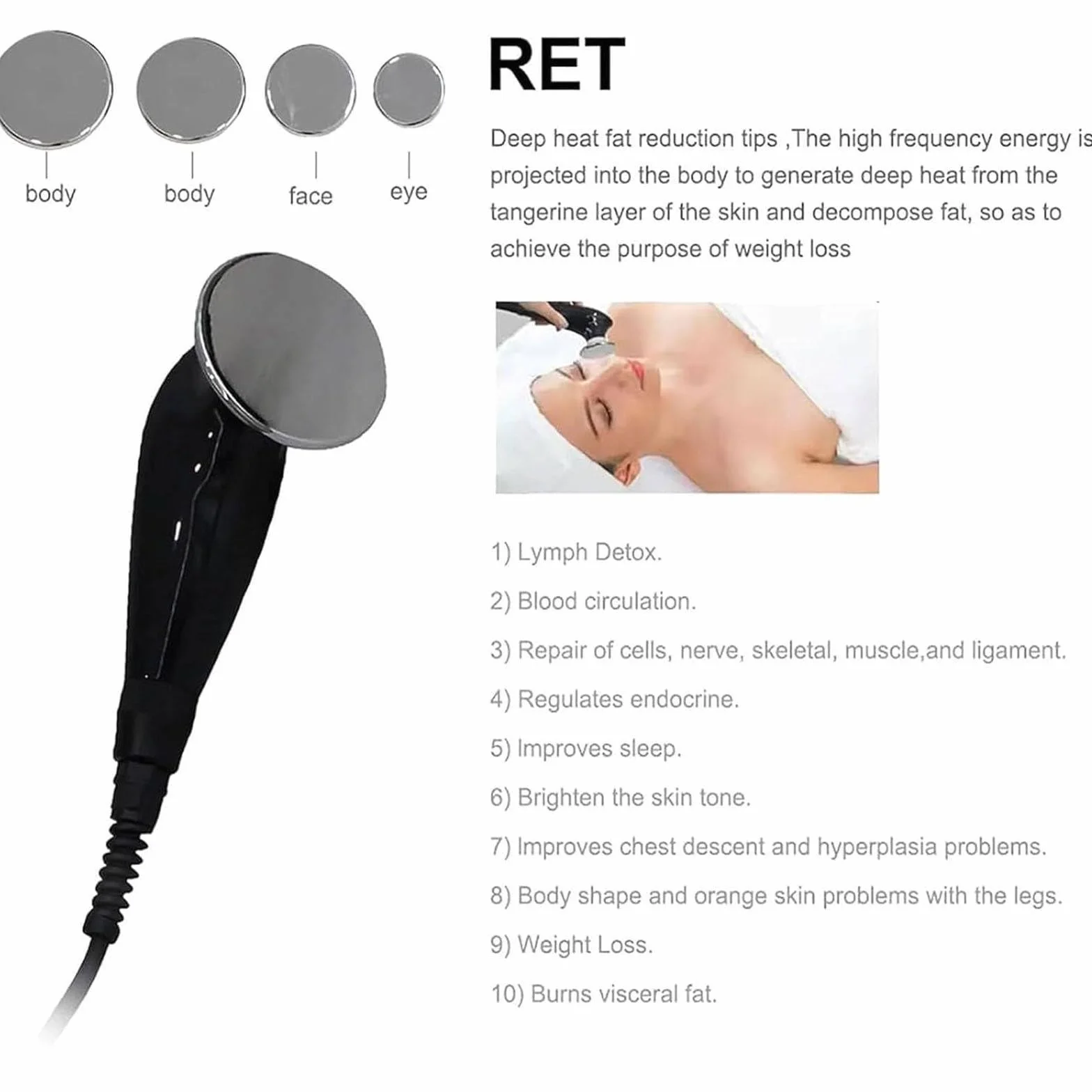 PixCy Appareil Thérapie Ondes Choc Soulagement Douleur,Appareil Diathermie Physiothérapie 448 Khz,Appareil Massage Thérapeutique pour Sculpter Corps,pour Contrôle Douleur,Amincissement Cellulite