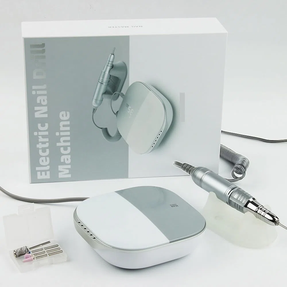 Perceuse à ongles, machine de manucure électrique avec contrôle tactile et écran LCD, lime à ongles électrique 35 000 tr/min pour ongles en gel acrylique, outils à ongles professionnels, gris