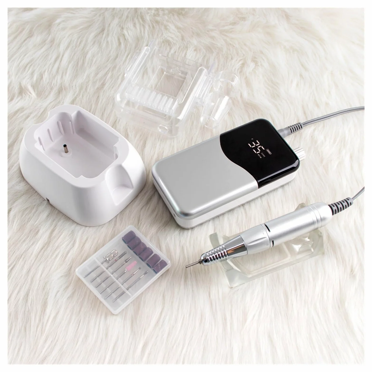 Foret à ongles électrique Wave de bureau sans fil 35 000 tr/min pour manucure, pédicure, batterie rechargeable, outils professionnels sans fil, doré-A