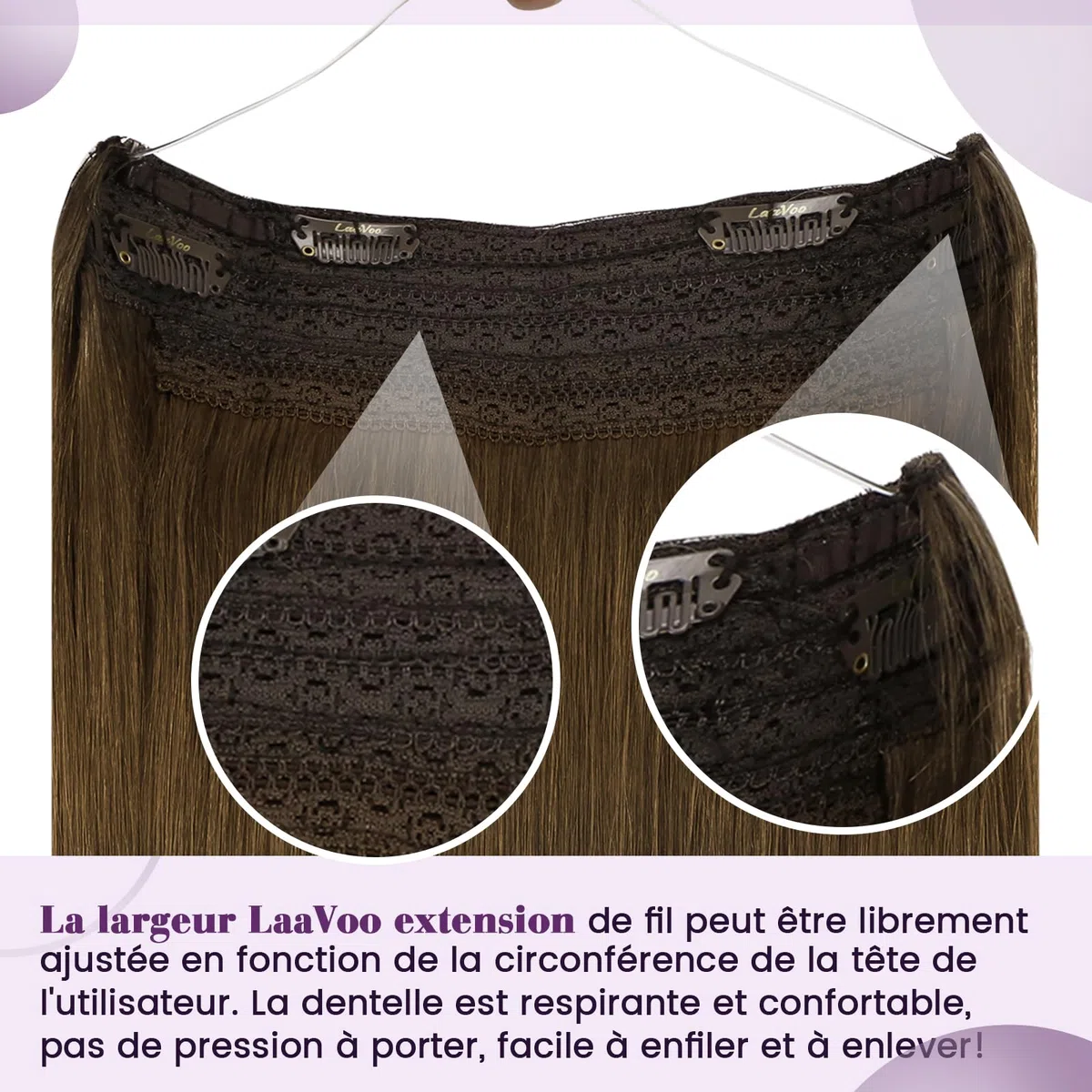 LaaVoo 100g Extension Cheveux Naturel Fil Invisible Blond Dorée Balayage Marron Invisible 50cm Extension Vrai Cheveux Humain Fil Ombre Brun Clair a Blonde Dorée Remy #8/16/8