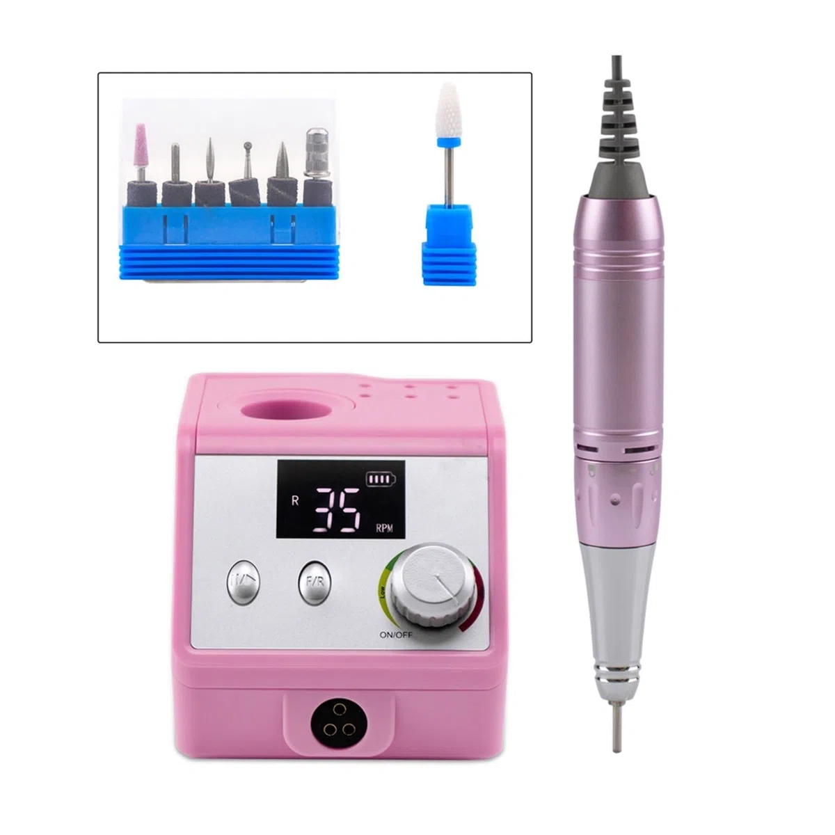 Roze-A Perceuse à ongles électrique portable avec support 35 000 tr/min pour perceuse sans fil pour manucure, pédicure, polisseuse à ongles professionnelle