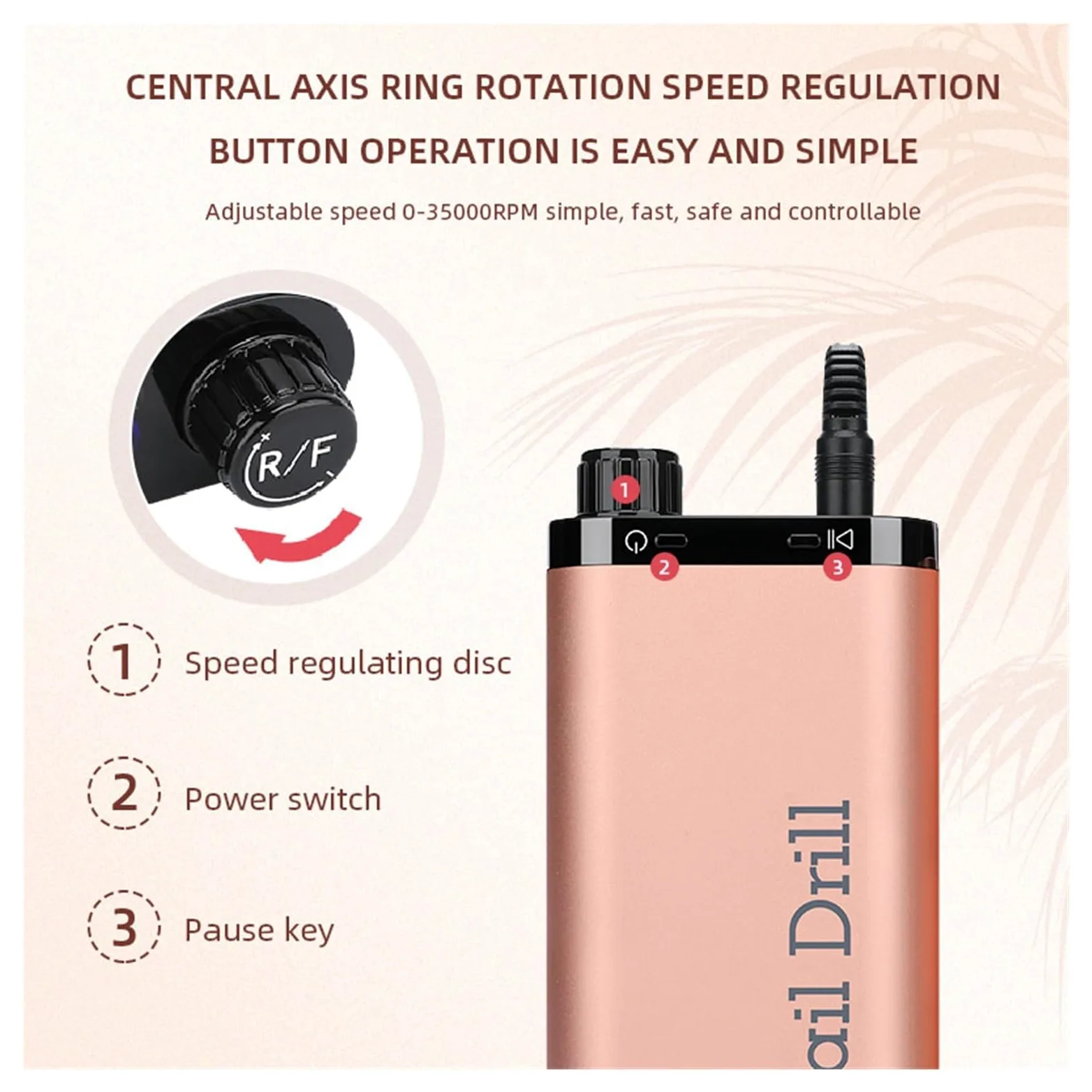 Machine de meulage d'ongles électrique pour manucure, ensemble de fraisage pour le polissage du gel, stylo de perceuse à ongles, équipement de salon pour bricolage maison ou salon Mani-Pedi, or rose A