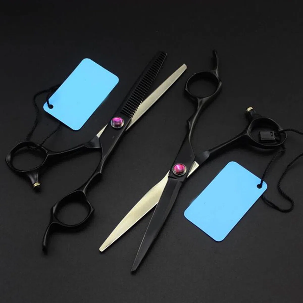 Kit de Coupe/amincissement des Cheveux Noirs avec étui Équipement de Salon de Coiffure Professionnel (Ensemble avec Sac)