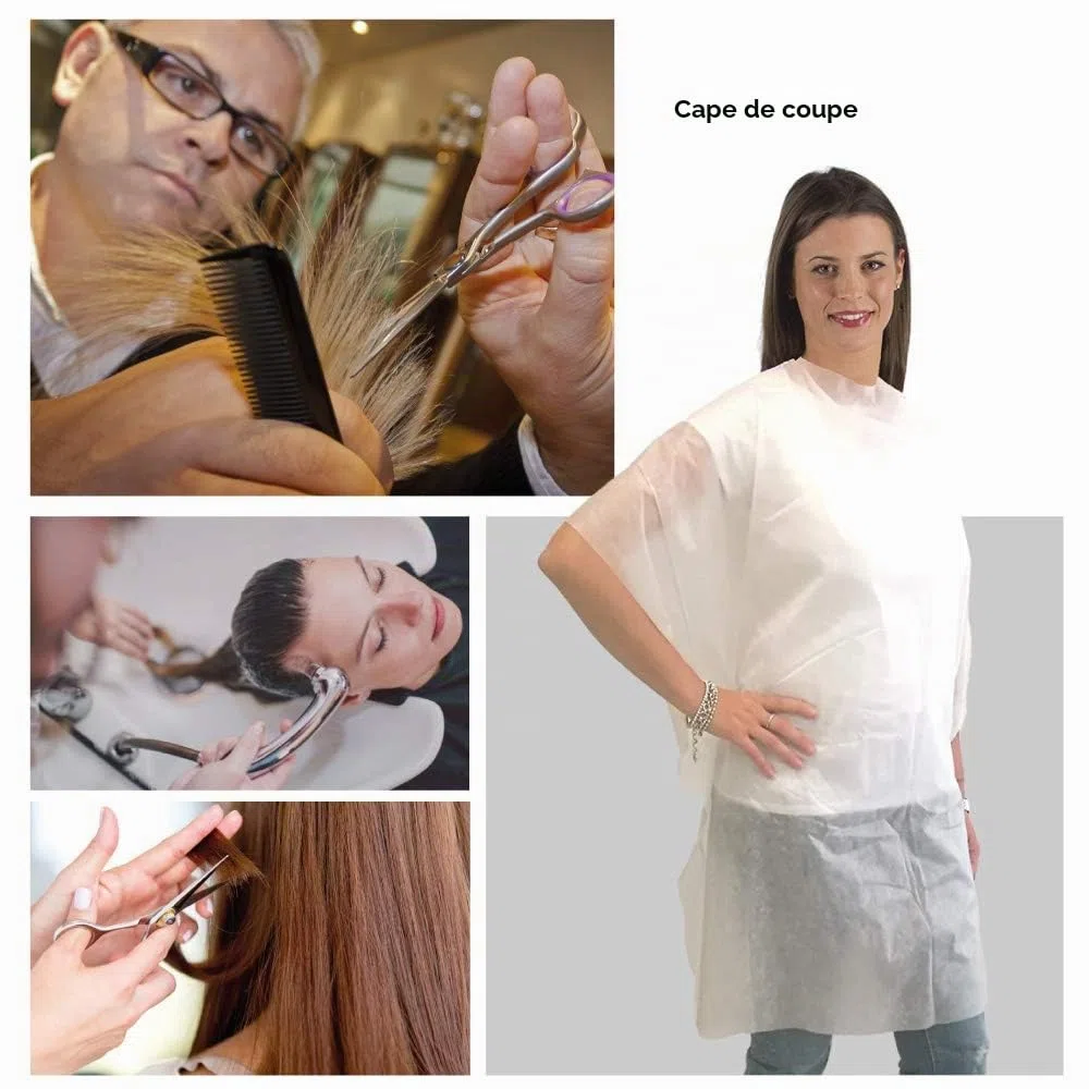 300 Capes de Protection Coiffure, professionnel, à usage unique, en Tissu non tissé, cm 110x130, Fabriqué en Italie