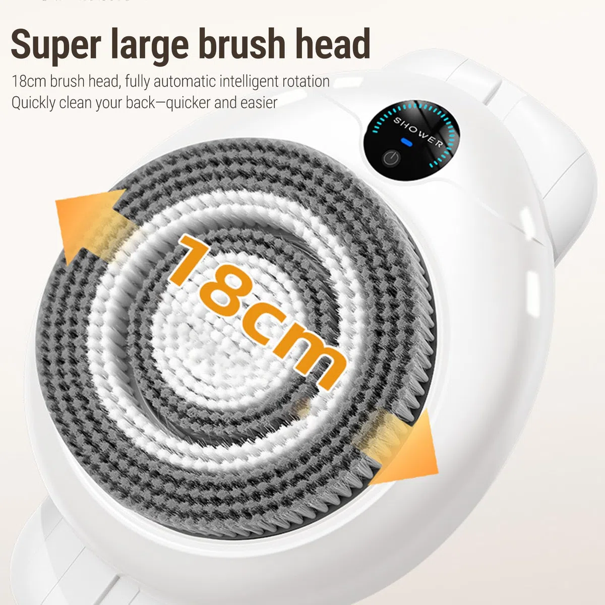 Luocute Épurateur de Dos électrique, Brosse de Douche Automatique Murale Mains Libres avec Poils Doux pour un Nettoyage en Profondeur et un Massage Relaxant, Réglage à 3 Vitesses,