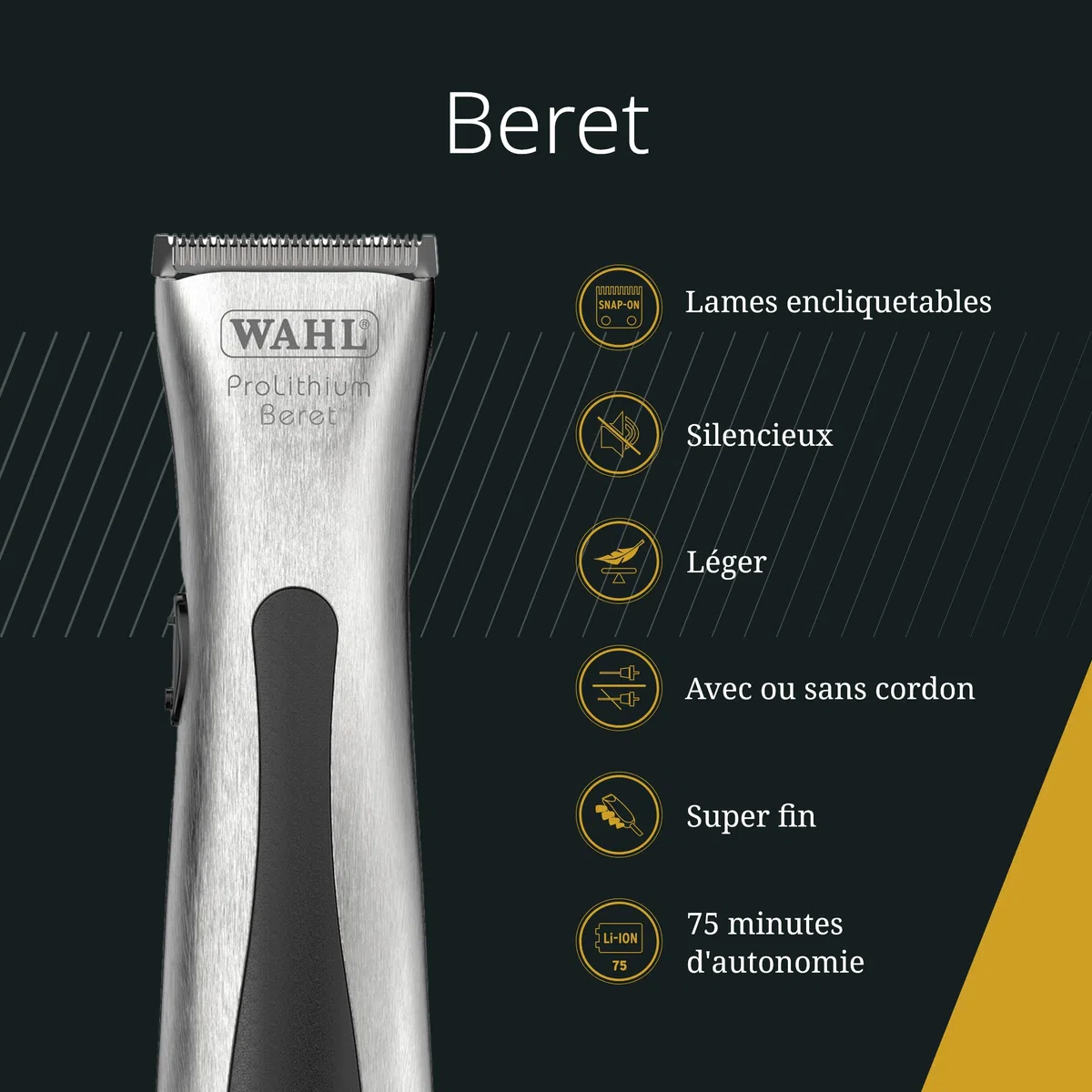 Wahl Cordless Super Taper et Beret, Set avec Étui de Voyage