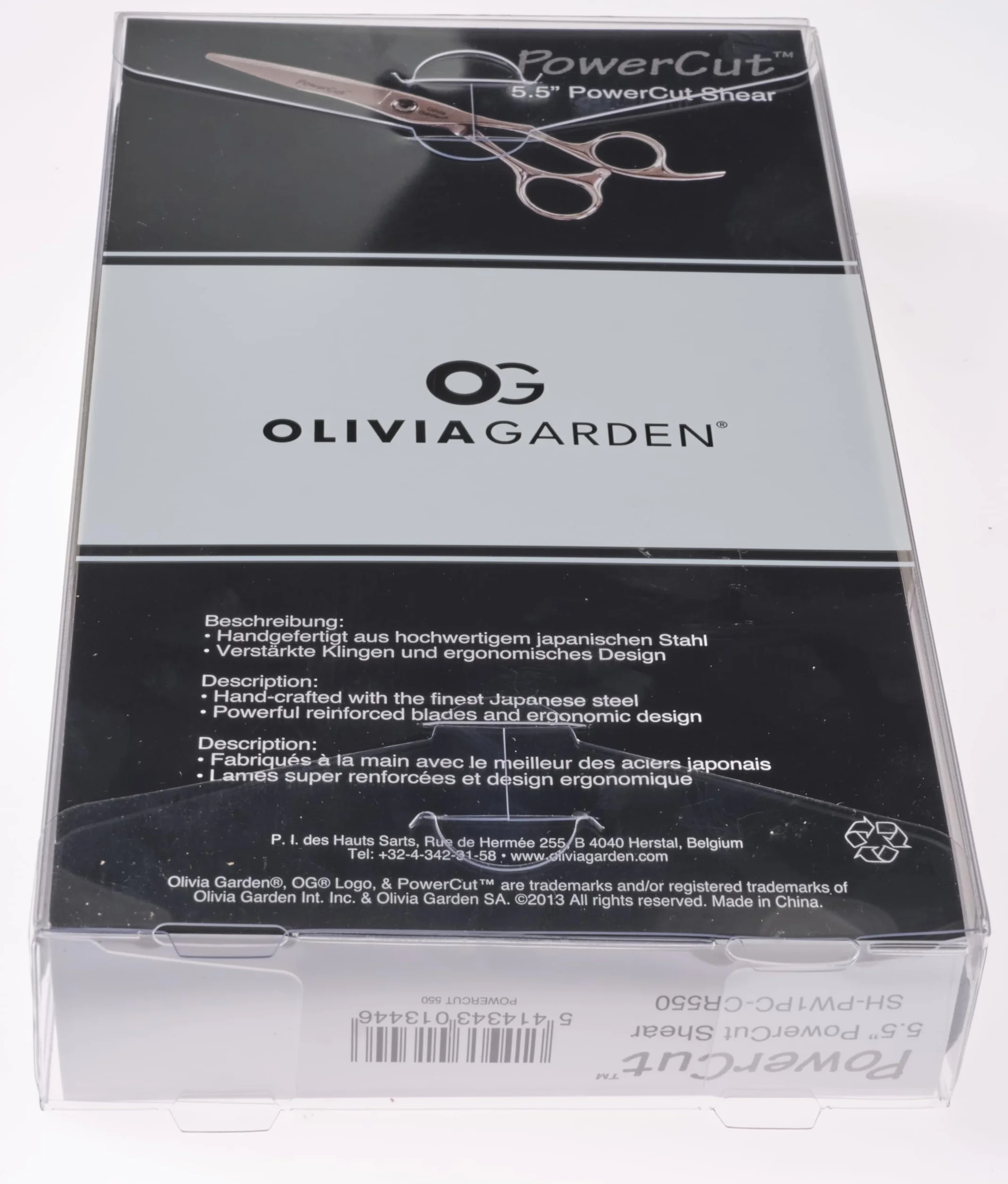 Olivia Garden PowerCut Ciseau, Taille 5.5" - Forme Arquée pour Soulager la Fatigue le Coude, Puissantes Lames Convexes, Fait-Main avec de l'Acier Japonais, Dans une Pochette
