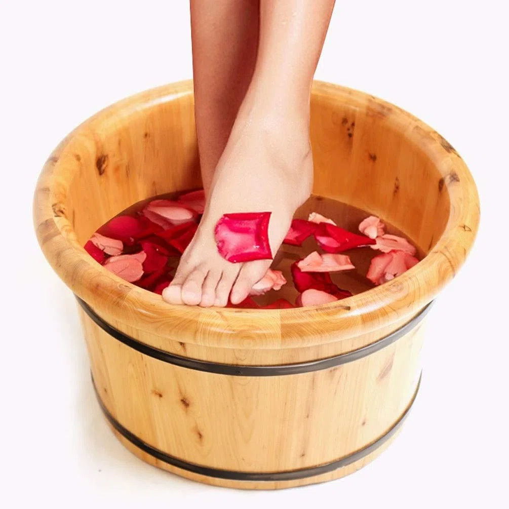 Baignoire spa en bois pour les pieds, baignoire spa pour tremper les pieds, seau en bois pour pédicure, seau de trempage des pieds avec couvercle, bassin pour les pieds pour anniversaire d'adultes