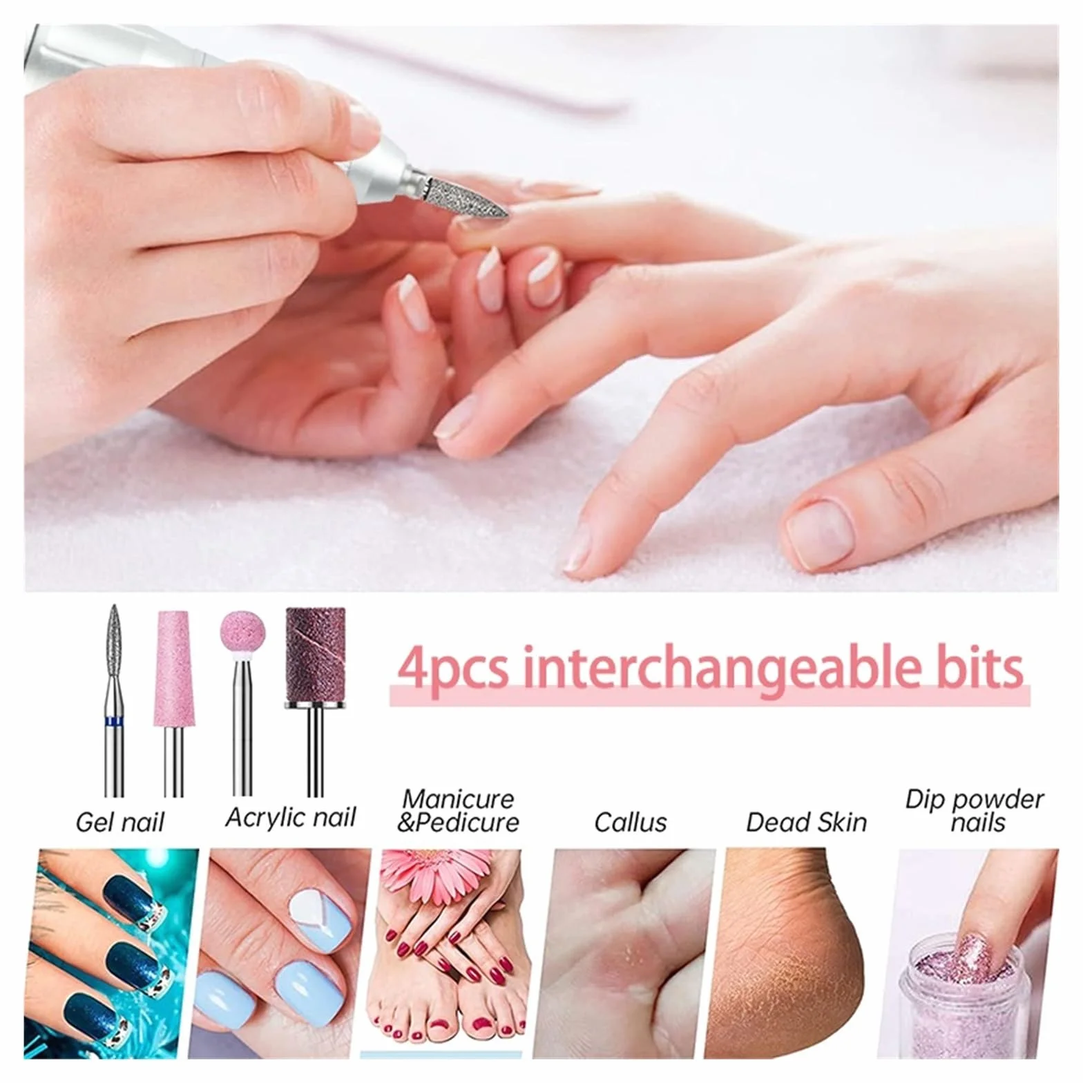 Perceuse à ongles, 40 000 tr/min, machine de manucure pour ongles, pédicure avec écran tactile, équipement de nail art, ensemble de fraisage d'ongles, outils professionnels pour ongles, Pinkset-A
