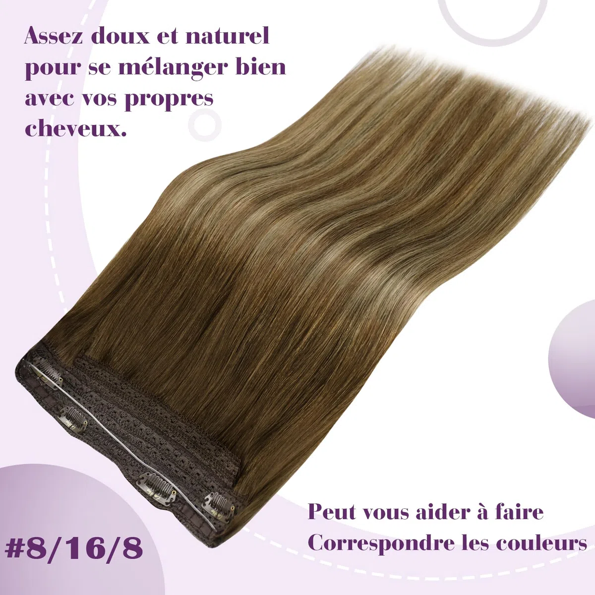 LaaVoo 100g Extension Cheveux Naturel Fil Invisible Blond Dorée Balayage Marron Invisible 50cm Extension Vrai Cheveux Humain Fil Ombre Brun Clair a Blonde Dorée Remy #8/16/8