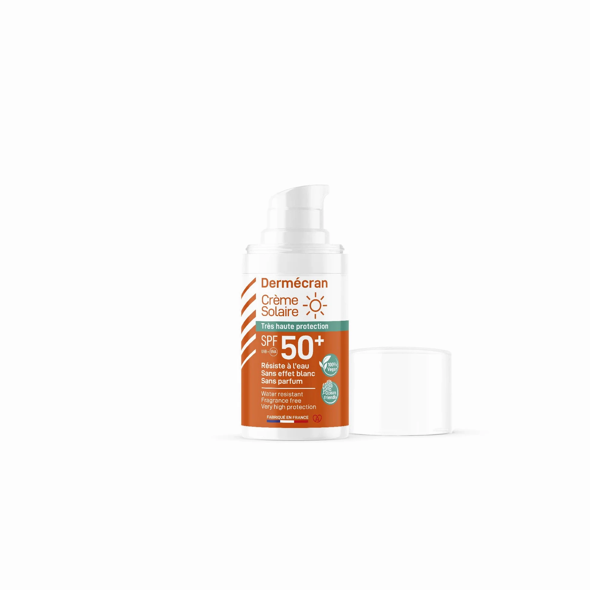 Lot de 18 - Dermécran - Crème solaire SPF50+ - Visage et corps - Formule Vegan & Ocean Friendly - Résiste à l'eau - Pour toute la famille dès 3 ans - Fabriquée en France - Format pocket 15 ml