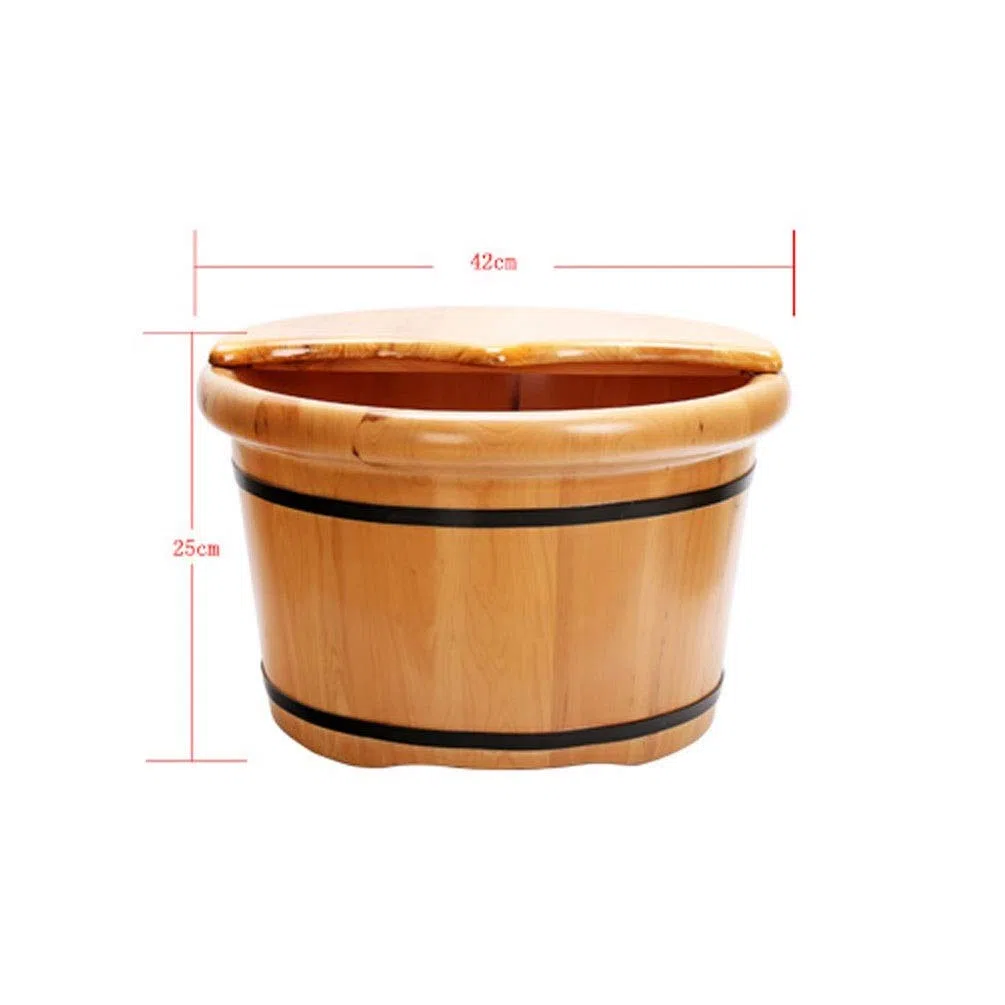 Baignoire pour pieds en cèdre avec couvercle pour spa à domicile et pédicure auto-soins – Améliore la relaxation et l'aromathérapie