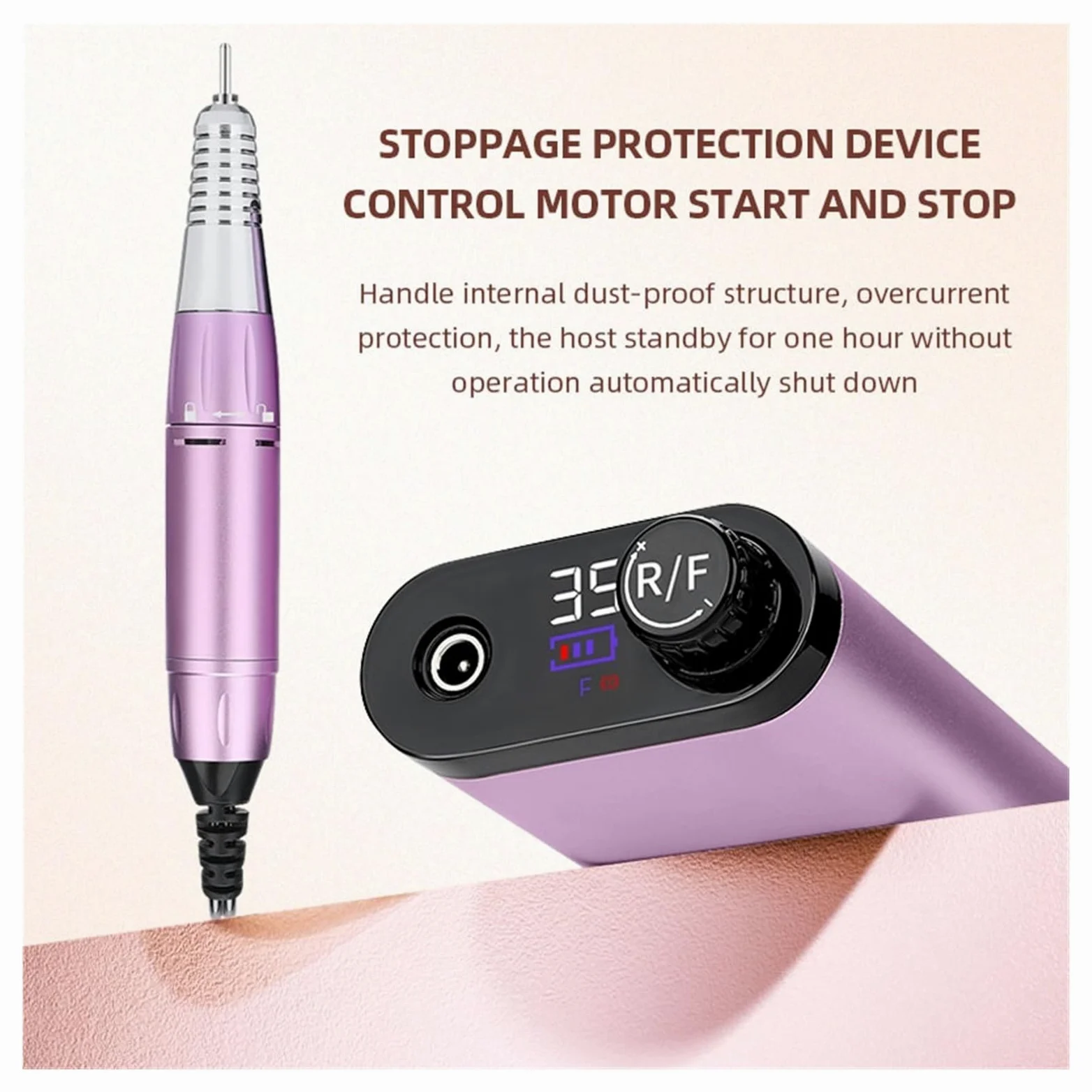 Machine de meulage d'ongles électrique pour manucure, ensemble de fraisage pour le polissage du gel, stylo de perceuse à ongles, équipement de salon pour bricolage maison ou salon Mani-Pedi, or rose A