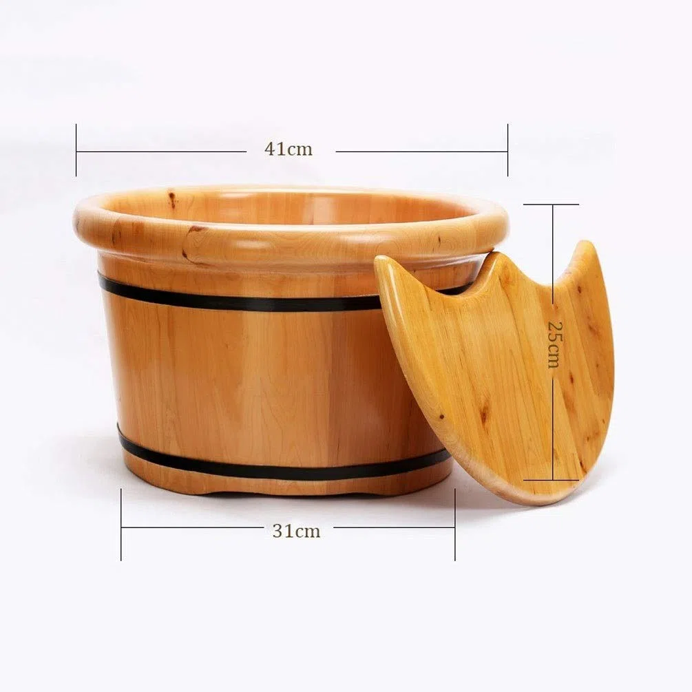 Baignoire spa en bois pour les pieds, baignoire spa pour tremper les pieds, seau en bois pour pédicure, seau de trempage des pieds avec couvercle, bassin pour les pieds pour anniversaire d'adultes