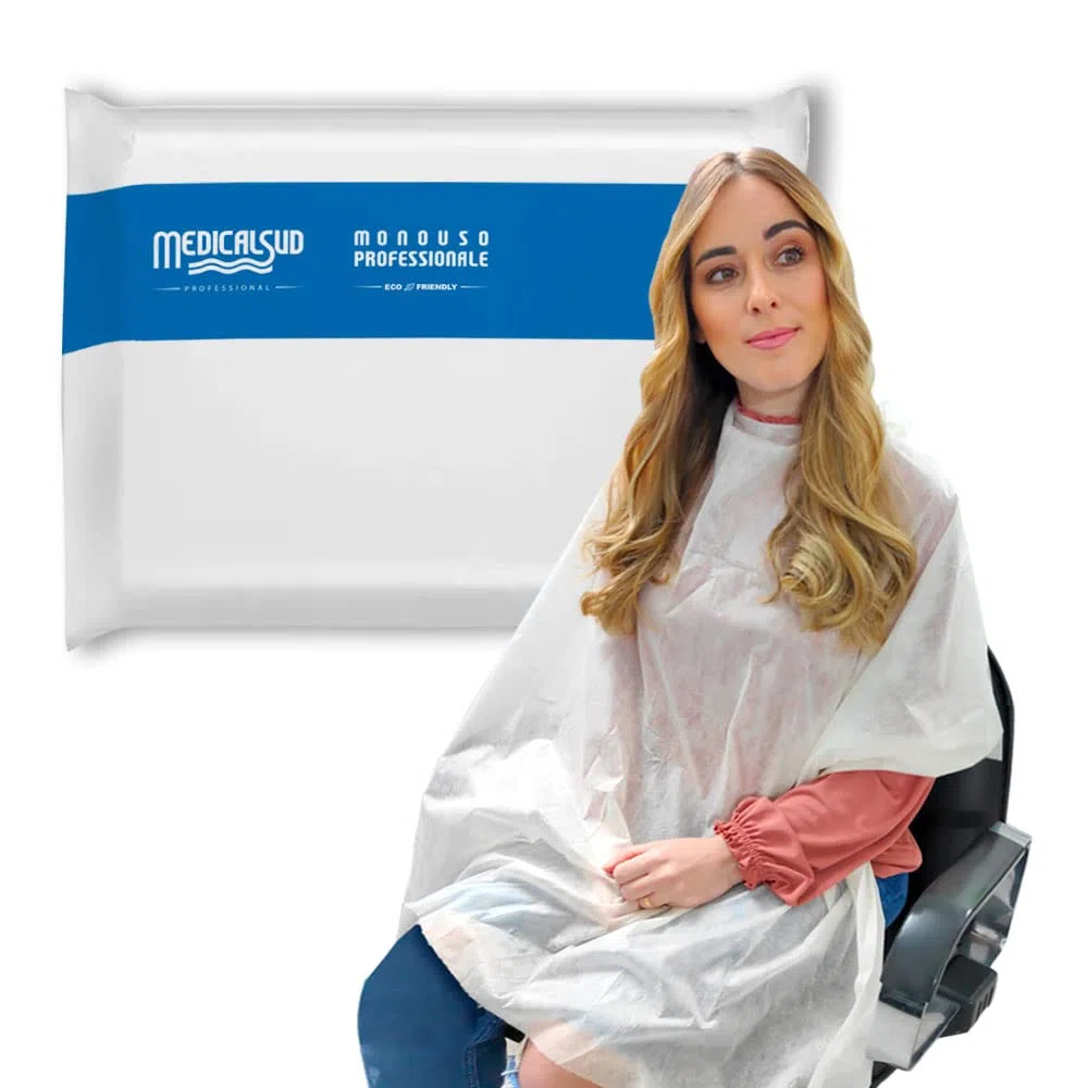 300 Capes de Protection Coiffure, professionnel, à usage unique, en Tissu non tissé, cm 110x130, Fabriqué en Italie