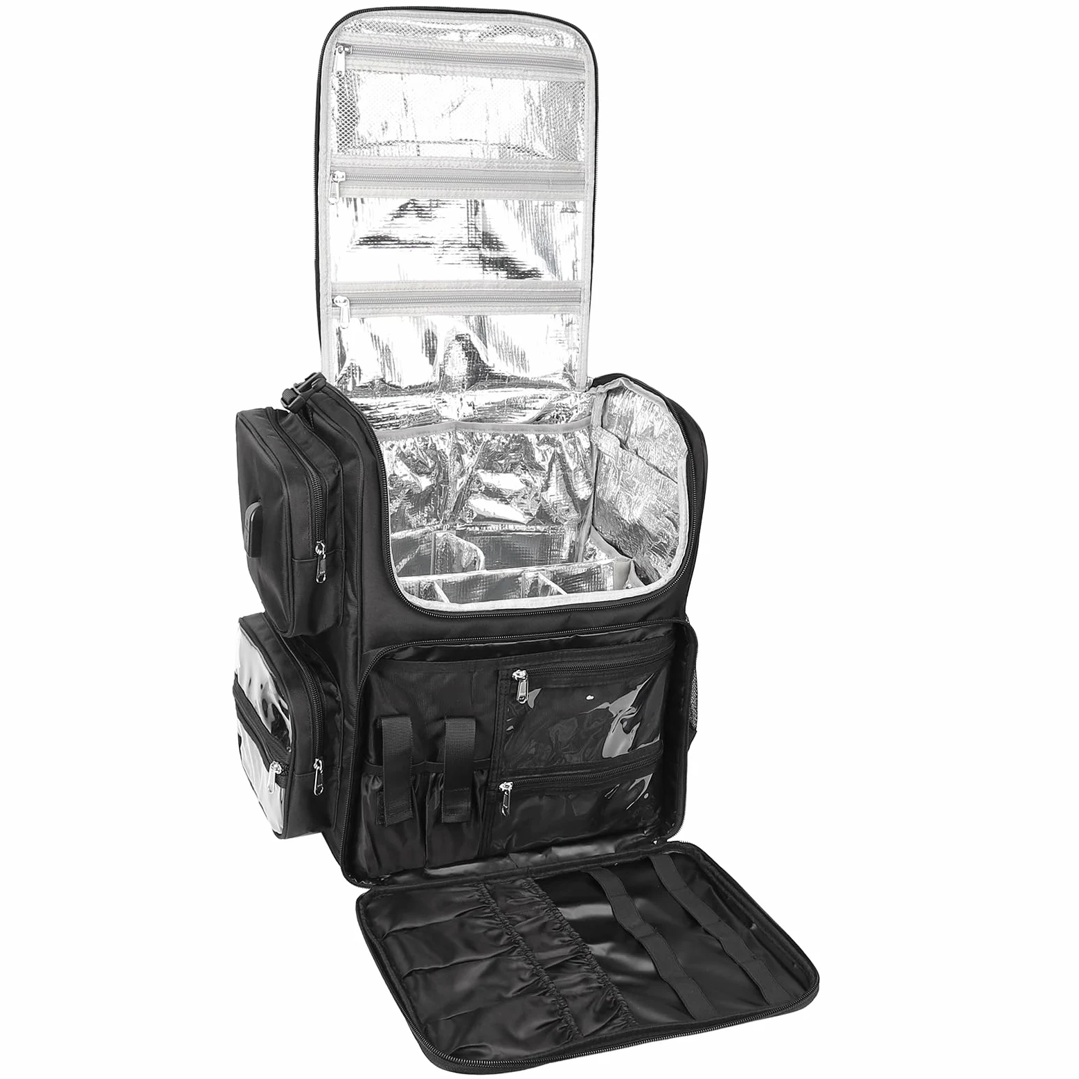 Relavel Sac de voyage, pour appareils de coiffure, sac à dos de coiffure et trousse de maquillage avec couche isolée contre la chaleur, pour fer à friser, fer à lisser et accessoires de voyage