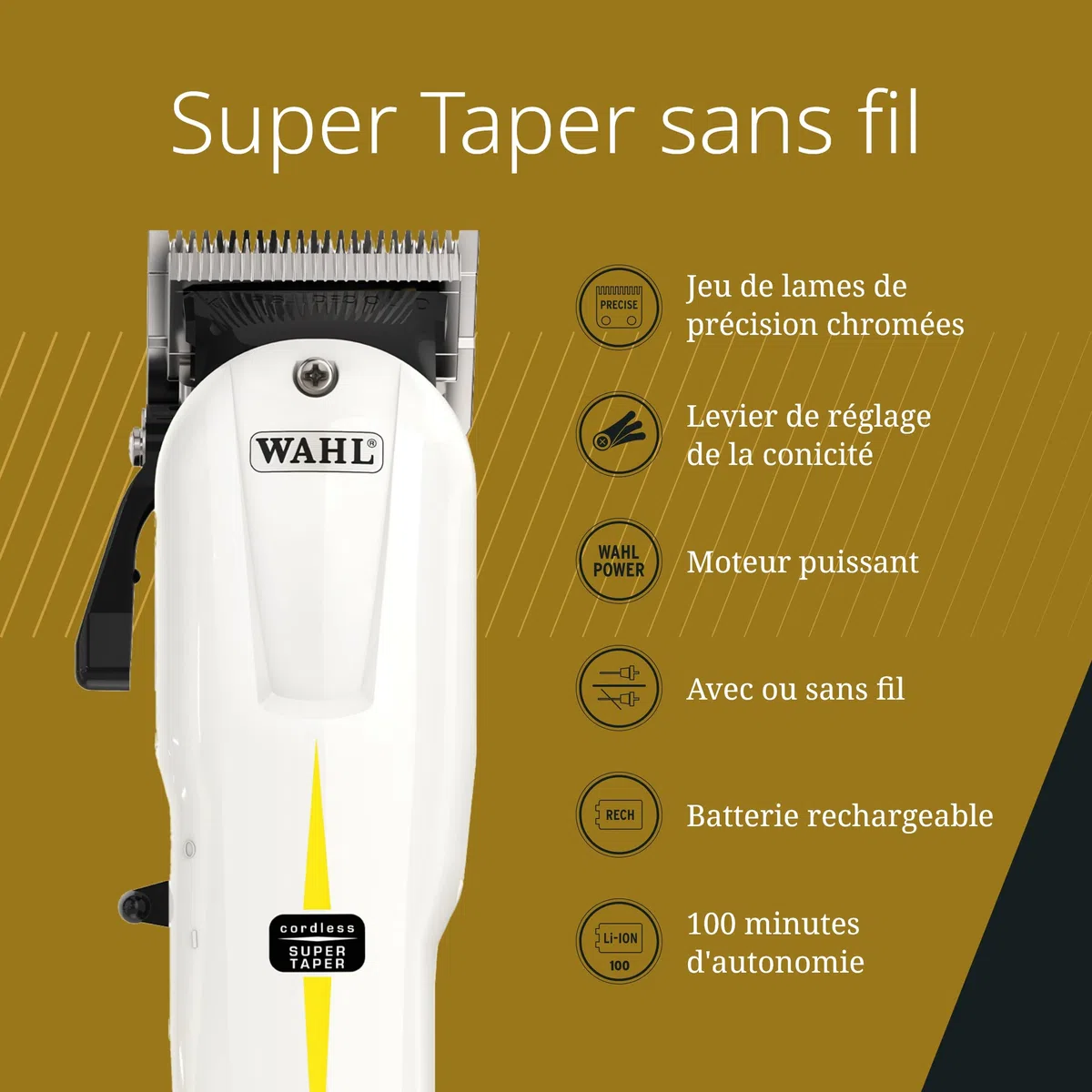 Wahl Cordless Super Taper et Beret, Set avec Étui de Voyage