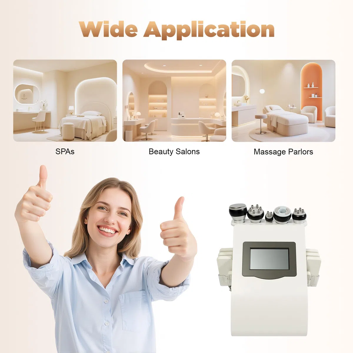 Appareil de massage multifonction - 100 W - Écran de 7" - Avec 5 embouts et 6 plaques laser - Appareil professionnel de soin de la peau - Écran tactile pour la maison, le salon, le visage et le corps