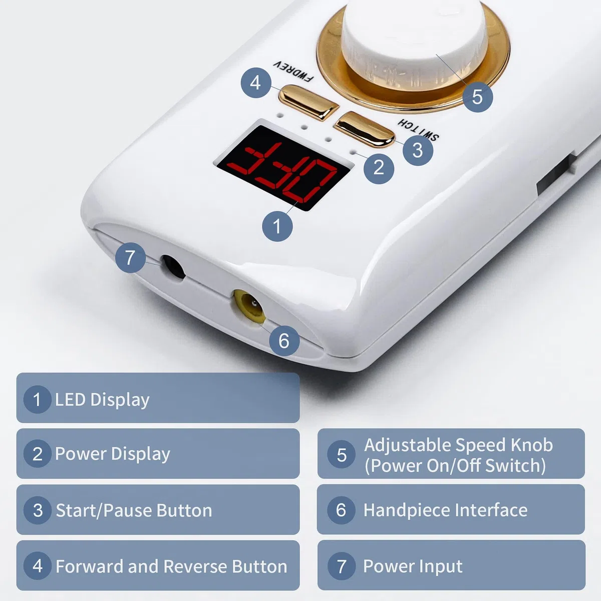 L'UGX Perceuse à ongles professionnelle rechargeable avec moteur sans noyau, lime à ongles électrique portable 30 000 tr/min sans fil pour ongles en acrylique avec 8 embouts pour manucure