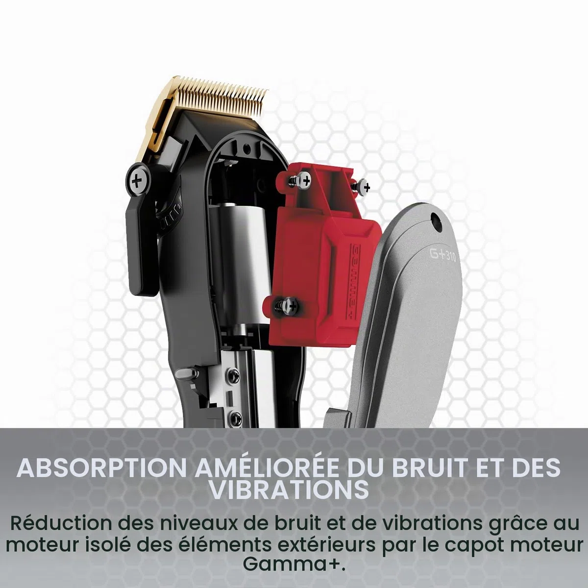 Tondeuse Cheveux Professionnelle Homme Gamma+ G+310 | Moteur Rotatif Super Torque 6000 RPM | Lame Réglable Zero Gap | Plus de 2 h d’Autonomie Sans Fil | 4 Sabots | Recharge USB-C