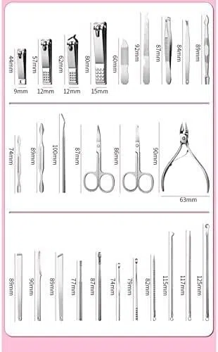 Ensemble de manucure pédicure kit de soin des pieds professionnel 26 pièces ensemble de manucure en acier inoxydable coupe-ongles pince à cuticules outil de soin de pédicure peau morte ciseaux netto