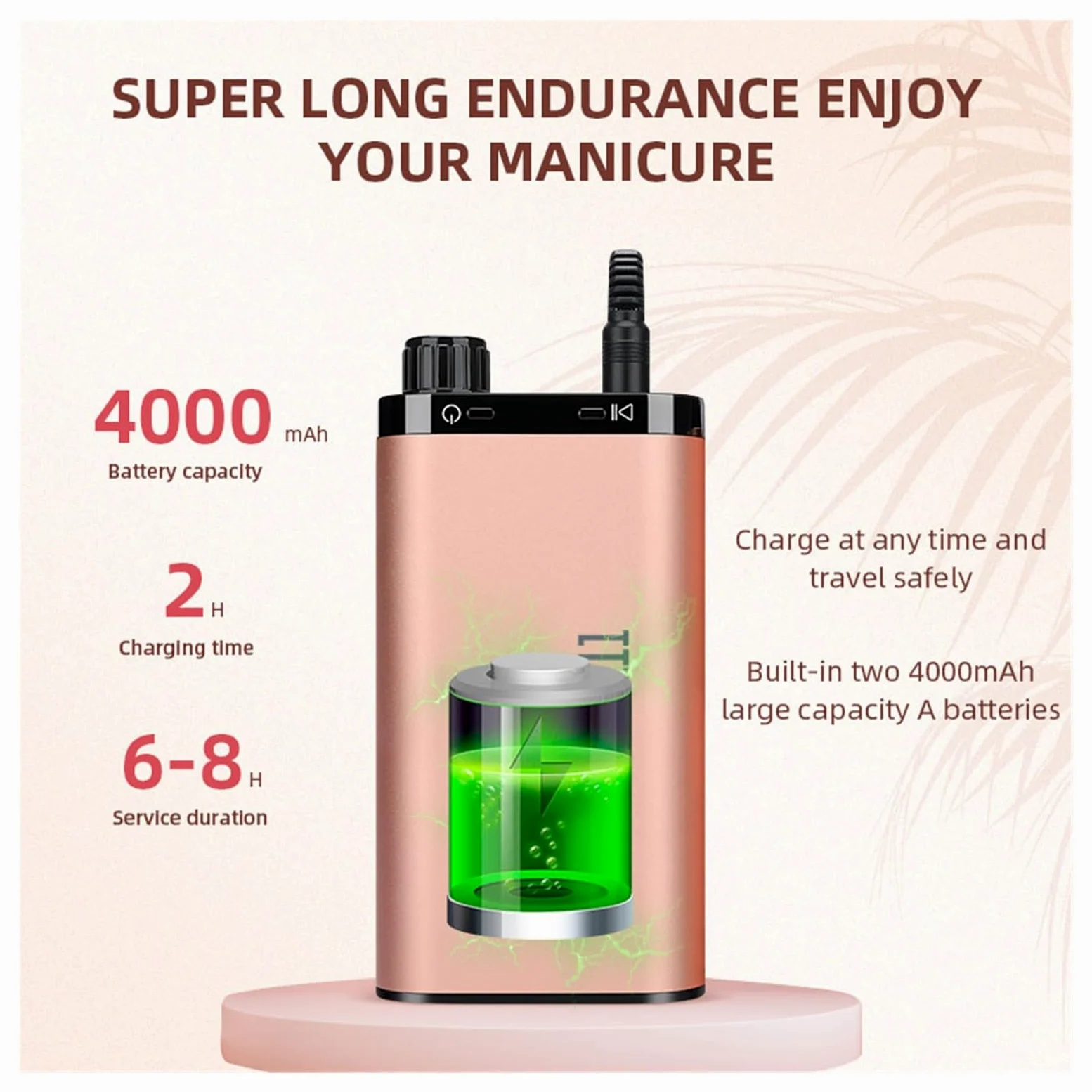 Machine de meulage d'ongles électrique pour manucure, ensemble de fraisage pour le polissage du gel, stylo de perceuse à ongles, équipement de salon pour bricolage maison ou salon Mani-Pedi, or rose A